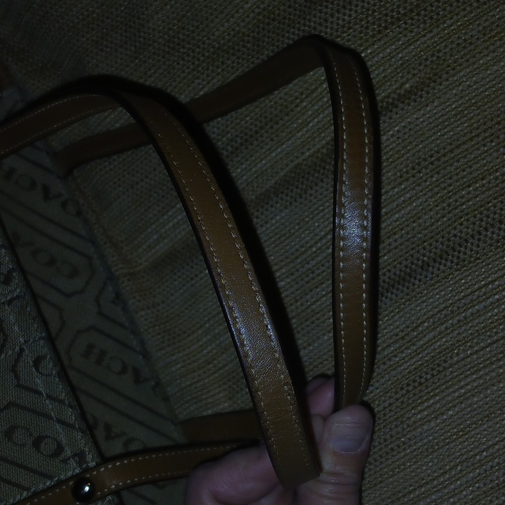 Authentic Coach Signature Brown Classic Logo and Pink Stripe Tote - Picture 9 of 11